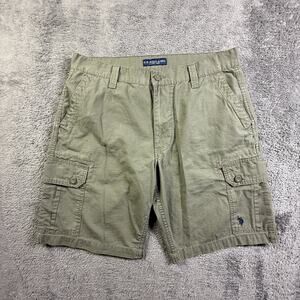 US Polo Assn Mens 36 Cargo Shorts Army Green Ripstop Cotton Military Outdoor